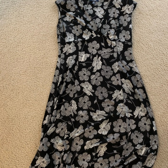 Chaps Black Floral Empire Faux Wrap Dress - Picture 5 of 6